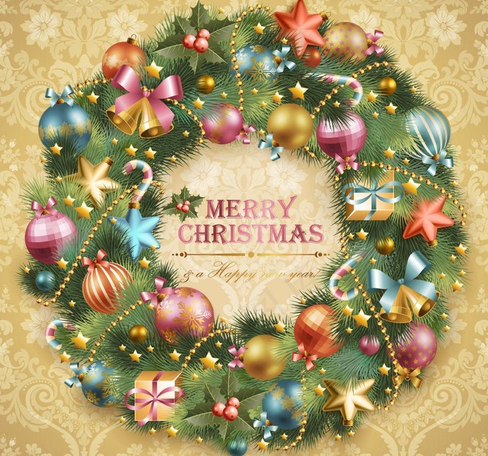 欧式花纹圣诞花环背景图片