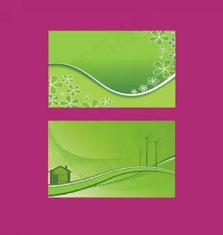 高级名片模板会员卡图图片绿色风车背景