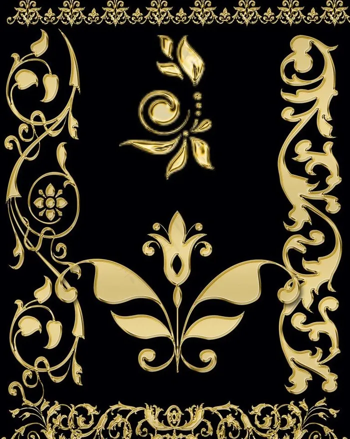 欧式金色古典花纹图片(3010X4010(DPI:300))psd模版下载