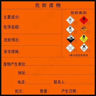 橙色生产场所危险固废展板公示牌