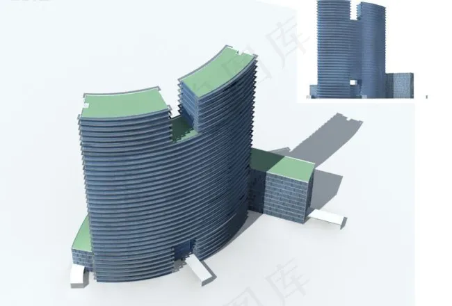 豪华现代风格高档住宅小区鸟瞰3D模...