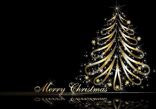 金色圣诞树矢量素材