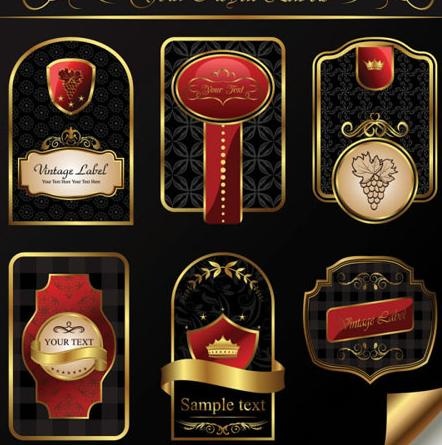 欧式经典瓶贴标签矢量素材瓶身贴