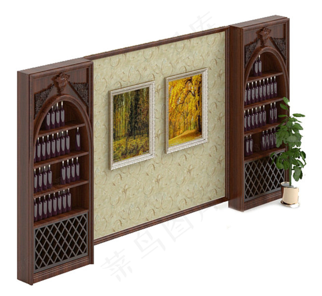 酒柜3d模型素材模板下载