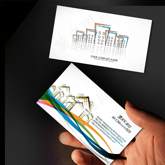 抽象个性 房产行业名片PSD模板下...psd模版下载