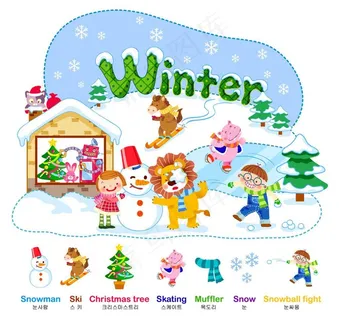 在雪地里玩耍的小孩图片