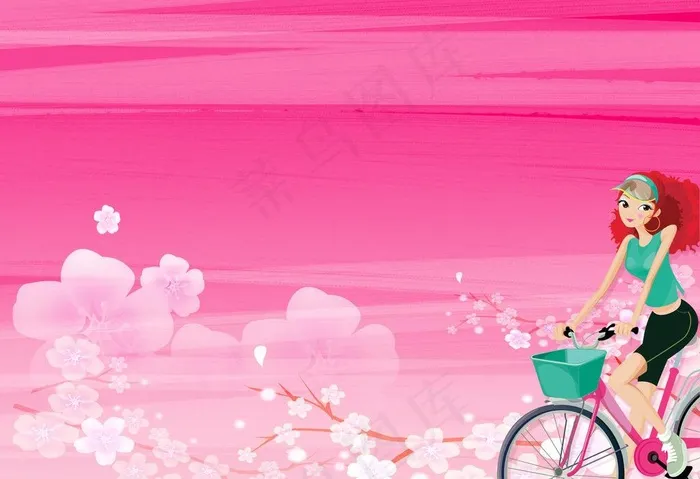 粉色背景 女孩图片psd模版下载