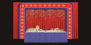 红蓝色系婚礼甜品区效果图