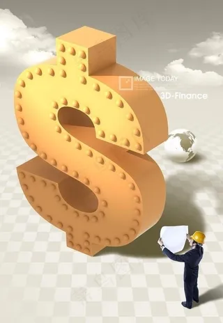 建筑工人和美元符号图片