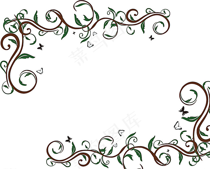 花叶线条角花矢量图图片