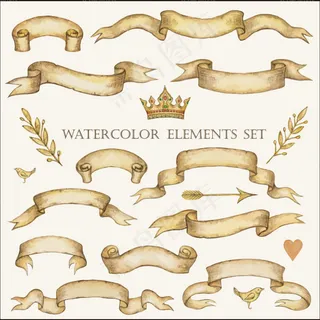 古典丝带矢量素材