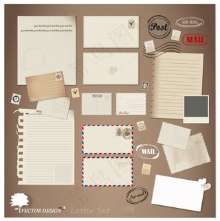 复古明信片03—矢量素材