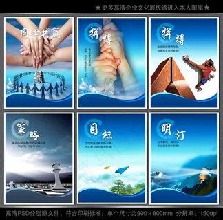 全套企业文化展板海报PSD下载