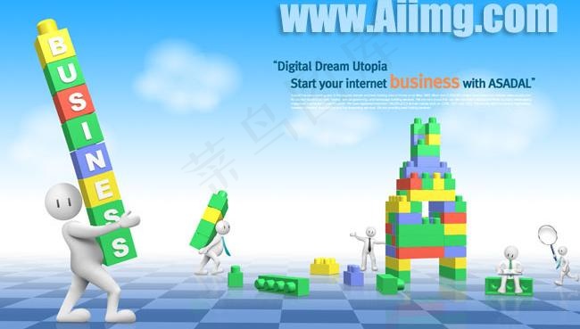 3D小人商务素材psd模版下载