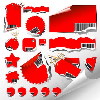 红色标签的各种装饰图形