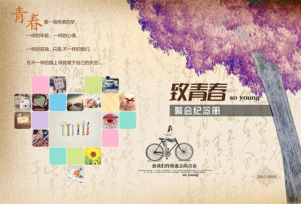 致青春同学聚会纪念册封面(5669X3839(DPI:300))psd模版下载