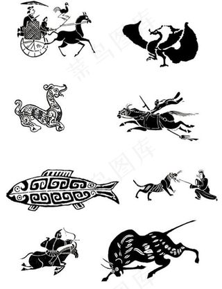 神兽拓印06矢量图