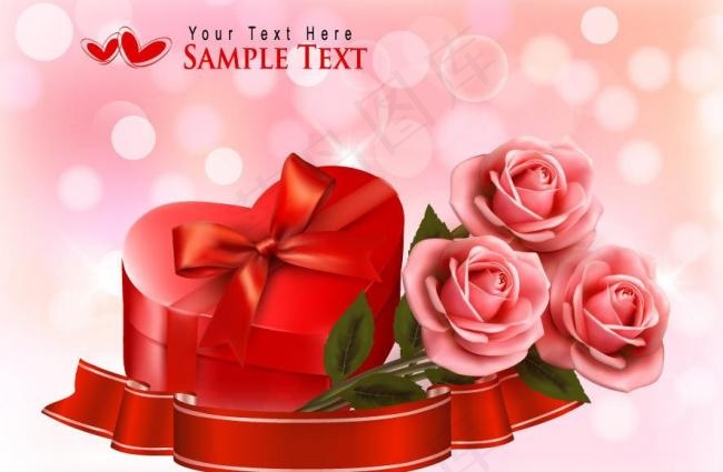 玫瑰爱心 情人节背景图片
