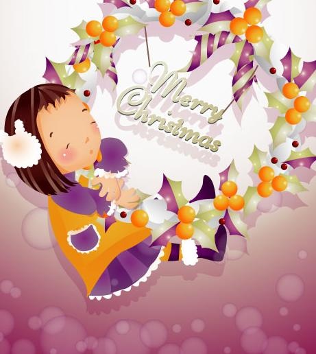 韩国XMAS快乐女孩矢量图04eps,ai矢量模版下载