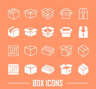 20款白色盒子图标矢量素材