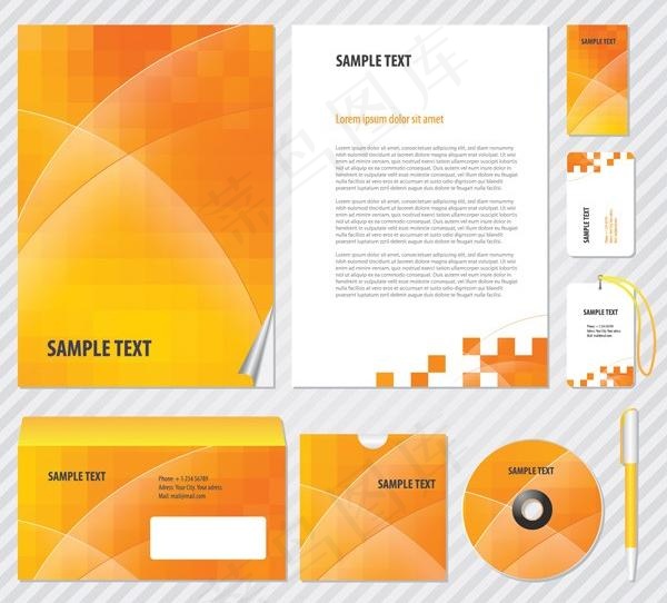 2套时尚的设计，企业VI模板矢量素...