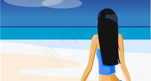 海边观海休闲的女孩图片