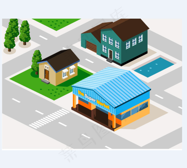 矢量3D房屋建筑图片