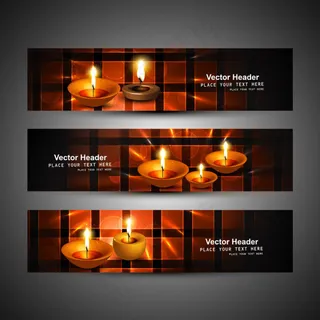 烛光摇曳排灯节banner矢量素材