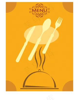 矢量西式餐厅餐具图片菜单封面