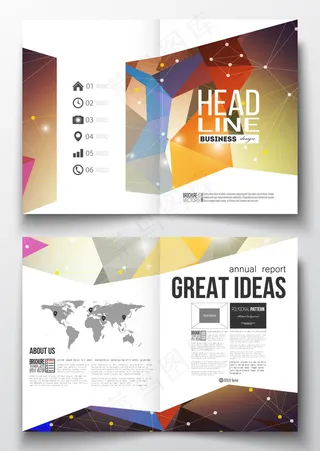 高端简约名片和宣传册内页设计矢量素材