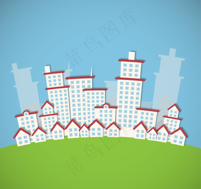 白色建筑ai矢量模版下载