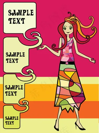 卡通美女图像04矢量