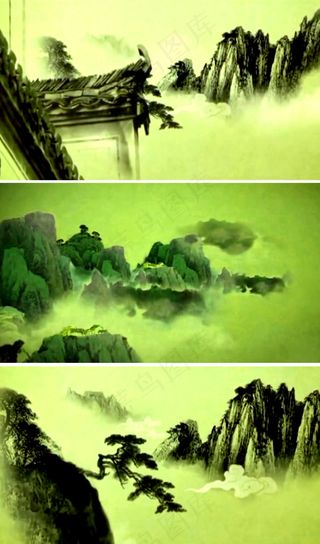 中国风水墨山水国画视频