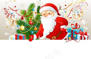 动感彩带 空白广告牌圣诞老人圣诞背...