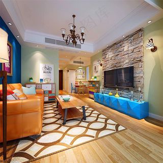 地中海客厅电视背景墙家装效果图