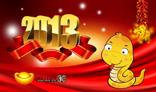 2013可爱卡通蛇新年海报背景PSD素材