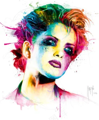 抽象彩绘美女素材图jpg图片