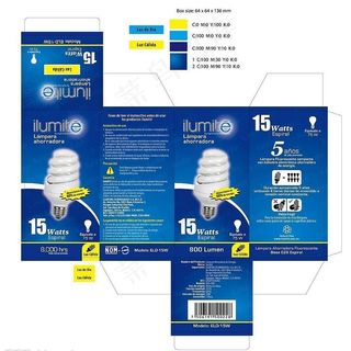 全螺15w节能灯的彩盒包装设计图图...