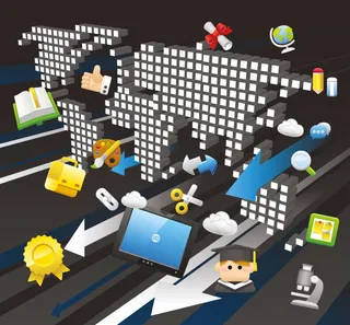 世界地图和箭头图标