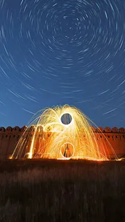 延时拍摄打铁花高清摄影图片