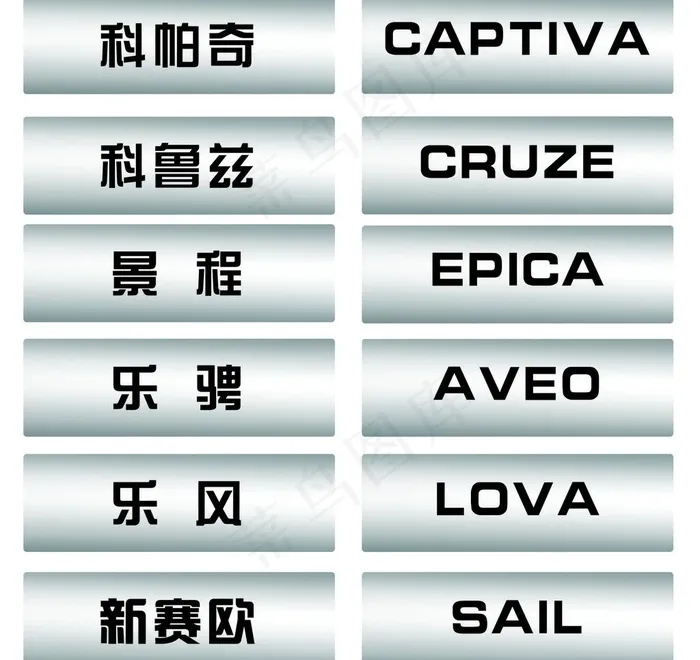 雪佛兰全系车型车牌ai矢量模版下载