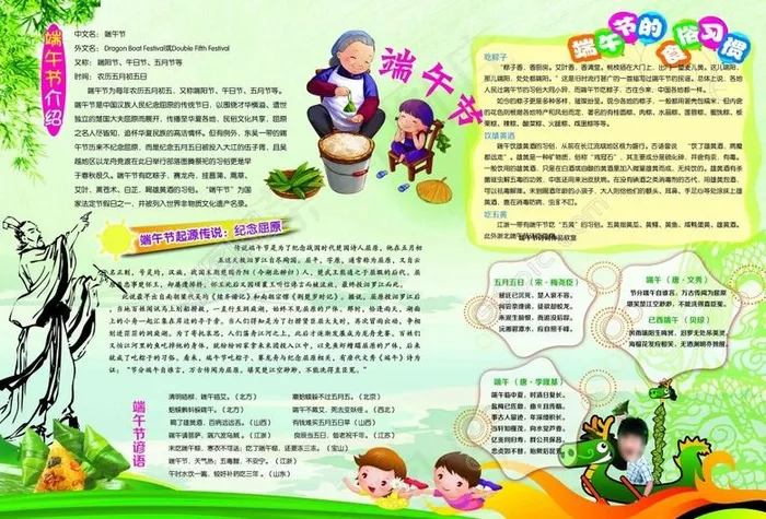 端午节手抄小报(4961X3366(DPI:300))psd模版下载