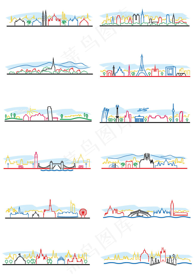 城市剪影矢量素材