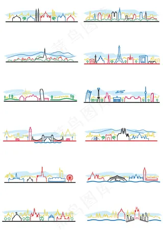 城市剪影矢量素材