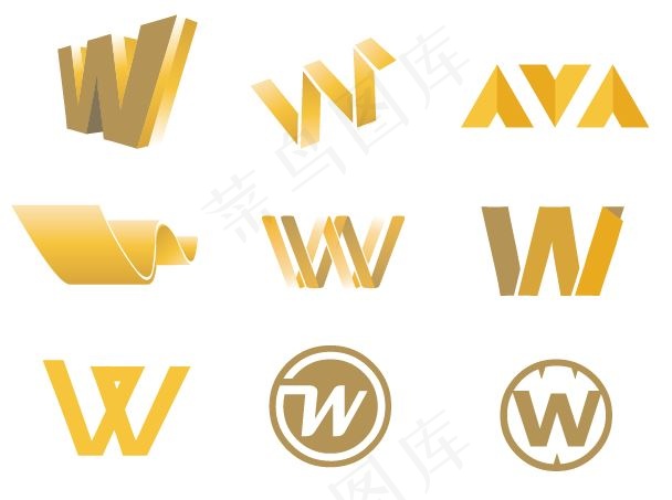 矢量素材-W字体元素logo发想设...ai矢量模版下载