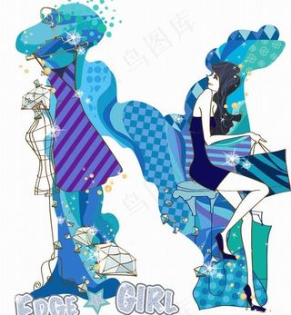 韩国女孩卡通插画矢量素材07