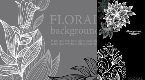 三款优美线条花纹矢量素材