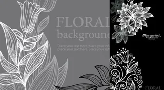 三款优美线条花纹矢量素材