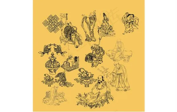 多款白描佛像传统文化PSD素材psd模版下载