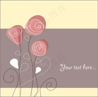 粉红玫瑰花手绘插画